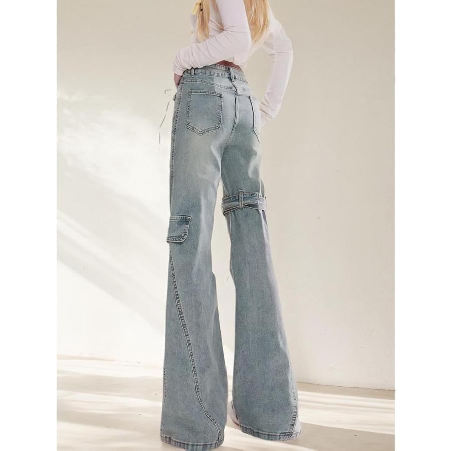 ベルボトム レディース デニム パンツ Y2K ファッション リボン ベルト