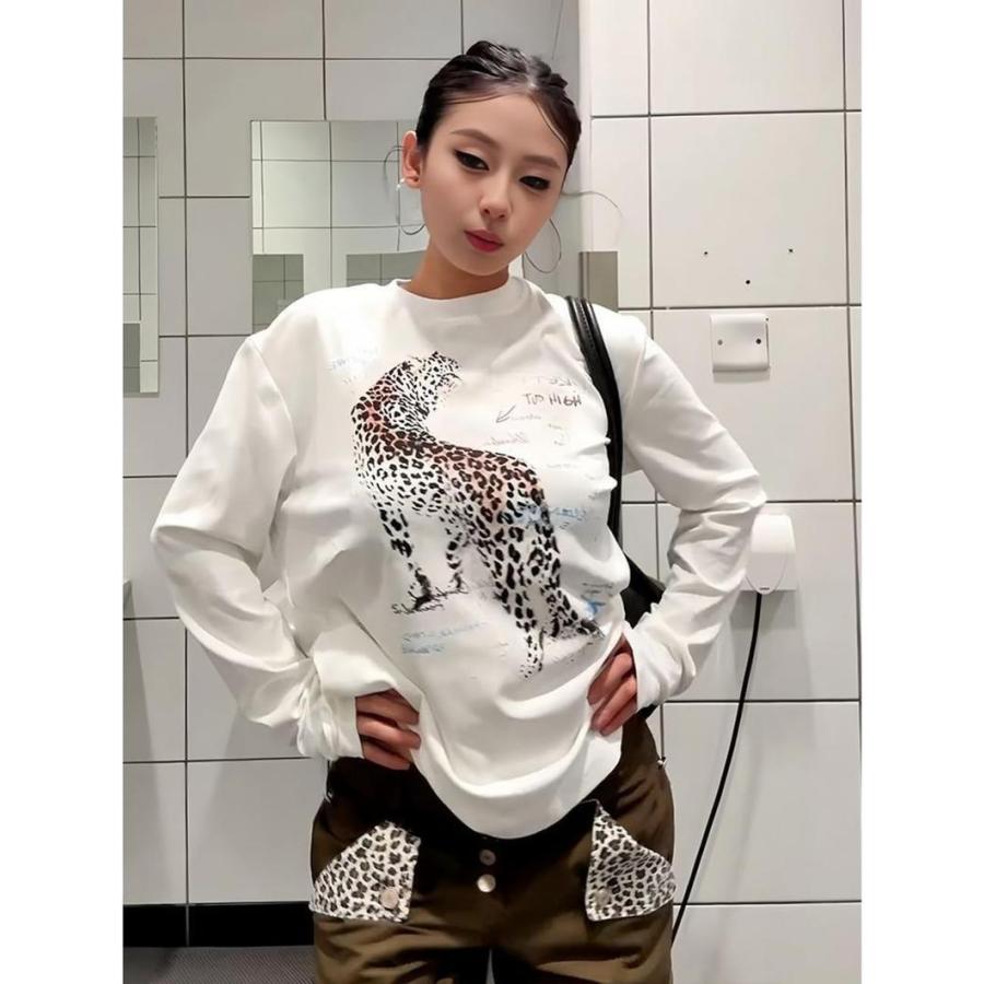 ロングTシャツ レディース ロンT レオパード ヒョウ柄 プリント