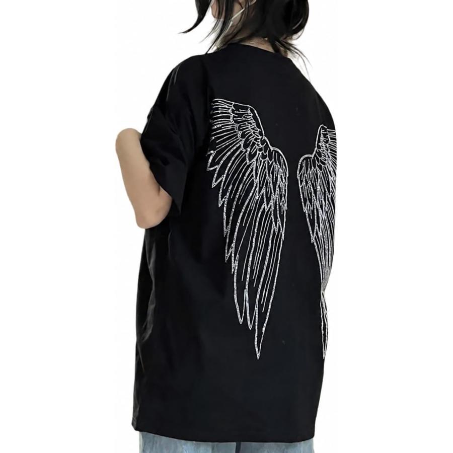 Tシャツ 半袖 バックプリント 天使の羽 オーバーサイズ メンズ