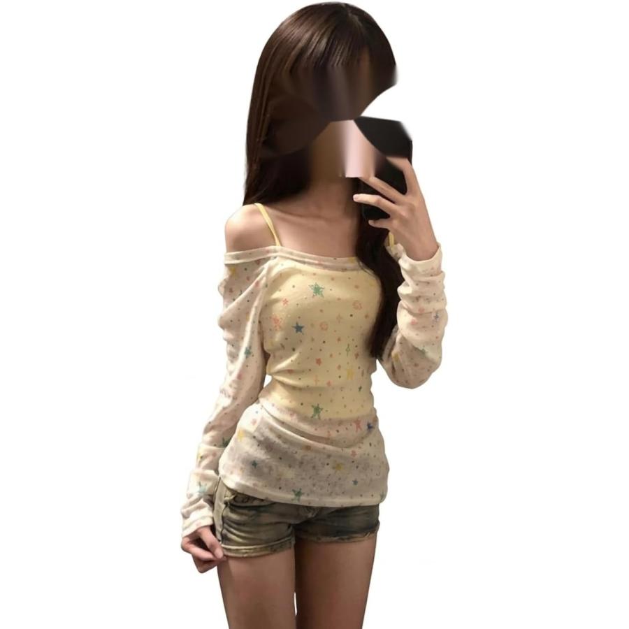 オフショルダー カットソー レディース 星柄 2点セット Y2K ギャル服