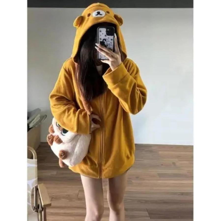 パーカー レディース くま耳 フーディー ジップアップ もこもこ 