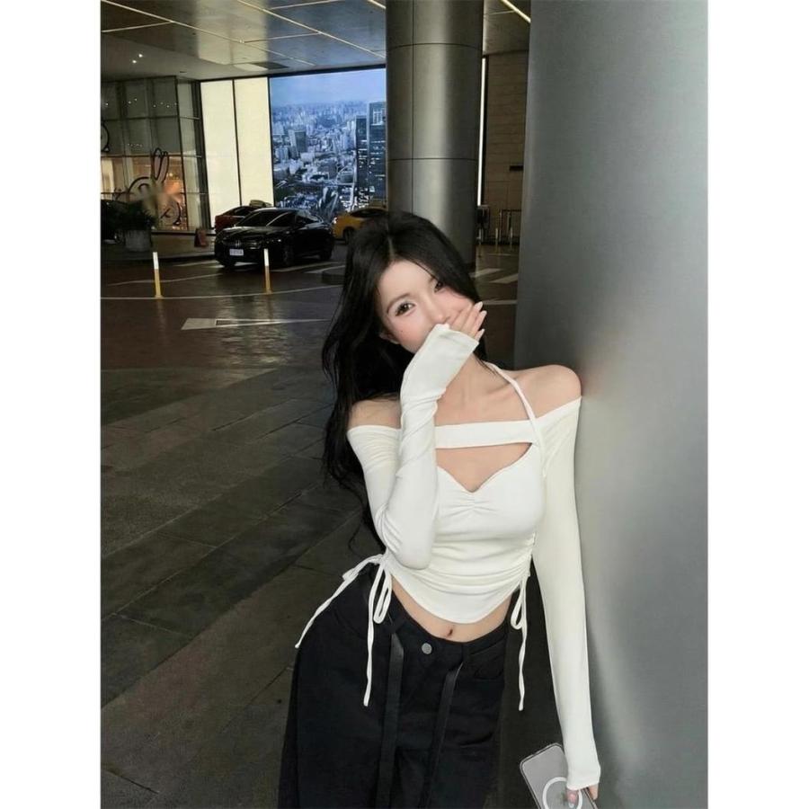 長袖 Tシャツ レディース セクシー オフショルダー 胸元あき トップス