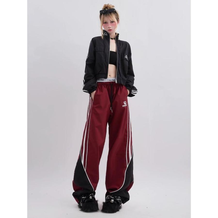 トラックパンツ レディース ワイドパンツ サイドライン y2k ストリート