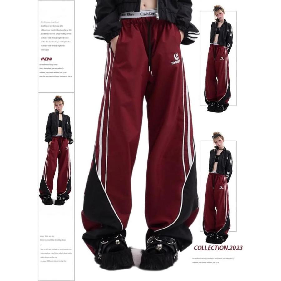  トラックパンツ vintage 古着 ストリート y2k トラックパンツ レディース ワイドパンツ サイドライン y2k ストリート