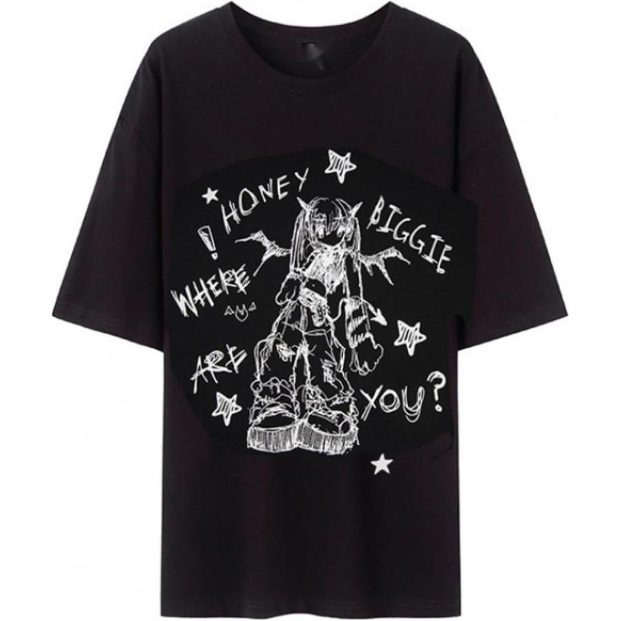 Tシャツ レディース 半袖 プリント クルーネック 地雷系 サブカル