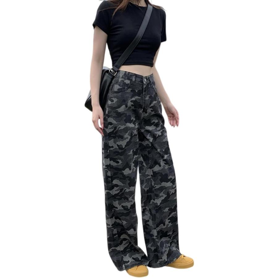 【未着用】ゾーイ ZOY レディース 迷彩柄ロングパンツ サイズ38 タグ付き 迷彩パンツ レディース ワイドパンツ ハイウエスト デニム 迷彩柄