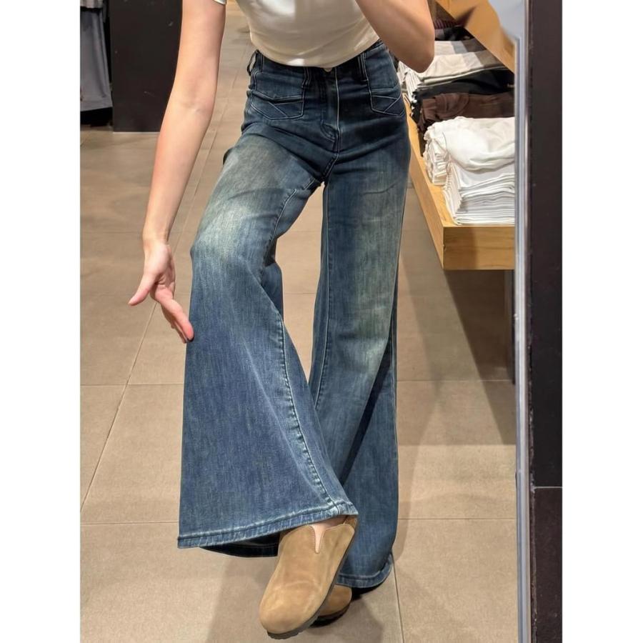 デニムパンツ レディース フレアパンツ ハイウエスト ジーンズ 