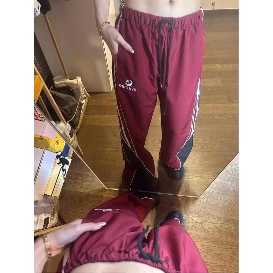 トラックパンツ レディース ジャージ 下 ワイド サイドライン ゆったり