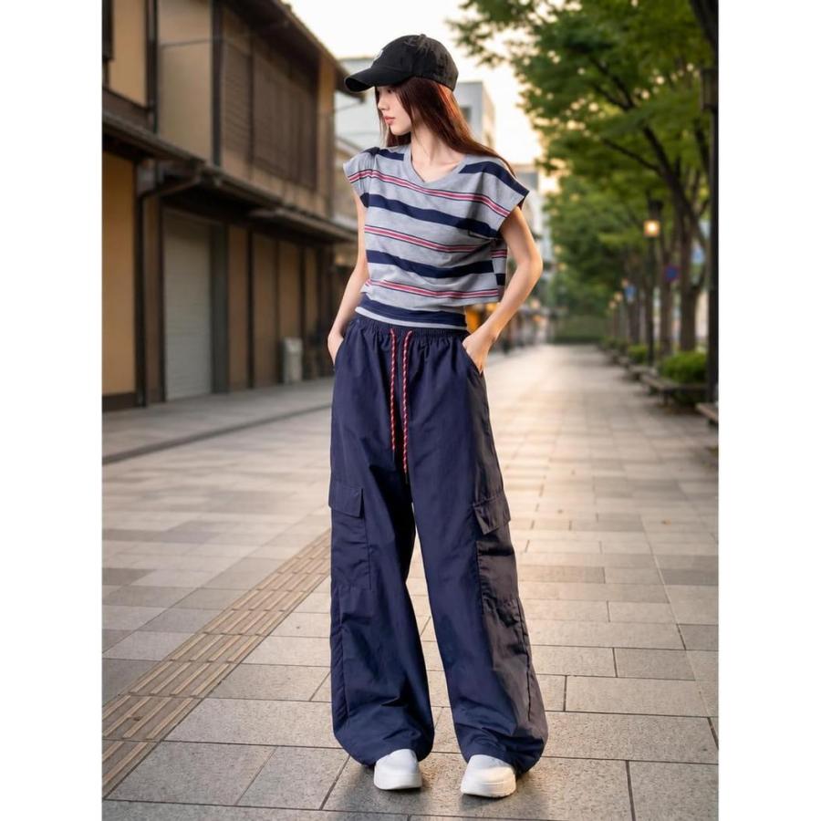 カーゴパンツ レディース パラシュートパンツ ワイド ゆったり 撥水 速