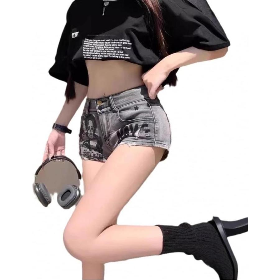 デニムショートパンツ レディース ローライズ ホットパンツ 美脚 極短
