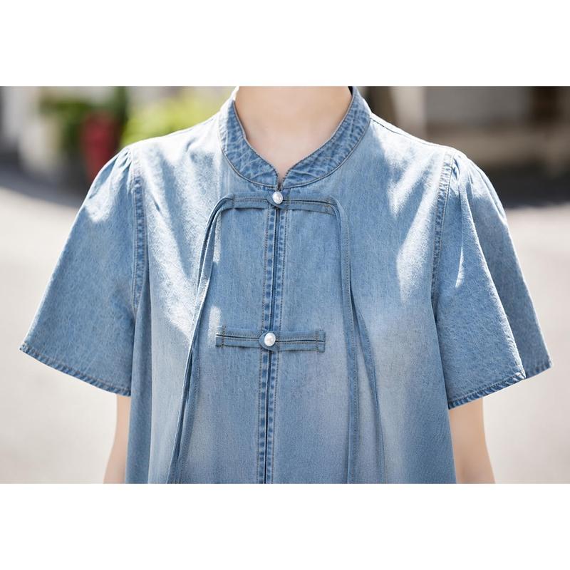 半袖 セットアップ レディース 夏 デニムスーツ ロングスカート+デニム