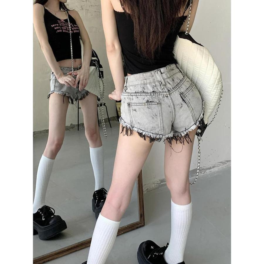 デニム ショートパンツ レディース ホットパンツ ダメージ ローライズ