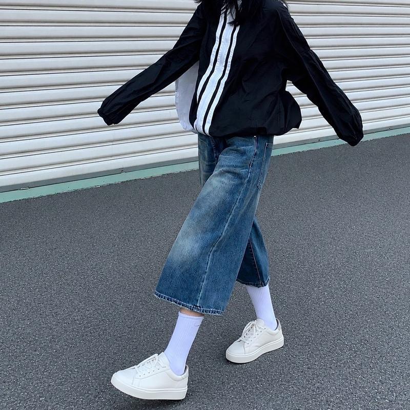 ネイバーフッド ストレートデニムパンツ 裏原宿 ストリート アメカジ グランジ デニムパンツ レディース クロップドパンツ ワイド ジーンズ ジーパン