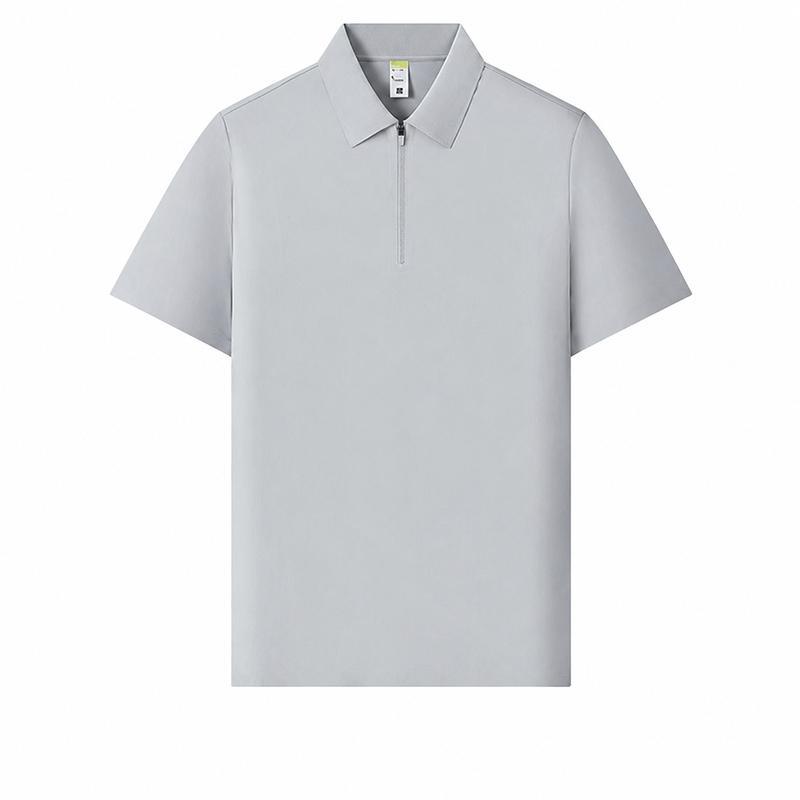 MARK&LONA 半袖　ポロシャツ　ハーフジップ　グレー系 ポロシャツ メンズ 半袖 ジップアップ ハーフジップ トップス 無地 襟