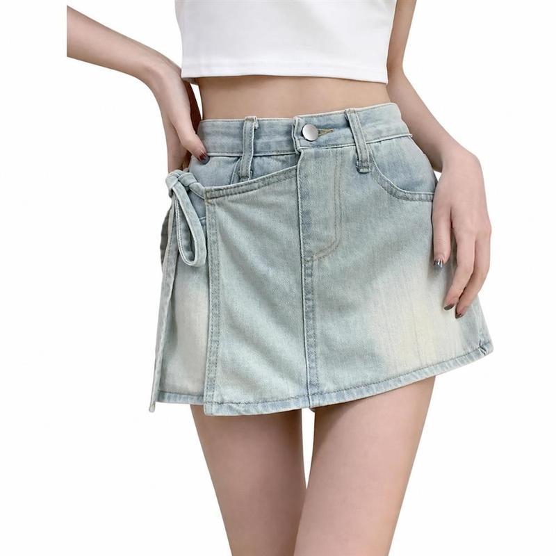 キュロットスカート デニム レディース ハイウエスト 巻きスカート風