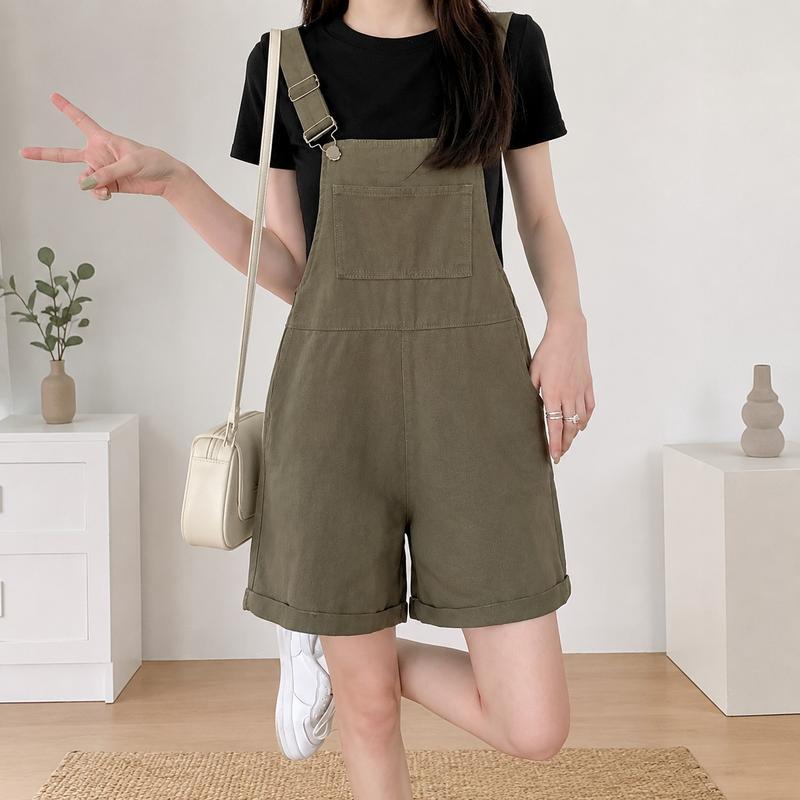 サロペット オーバーオール レディース ハーフパンツ デニムつなぎ