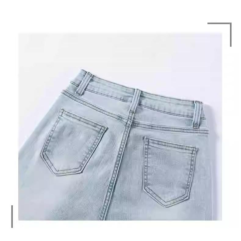 デニムパンツ レディース 9分丈 ブーツカット ジーンズ ハイウエスト