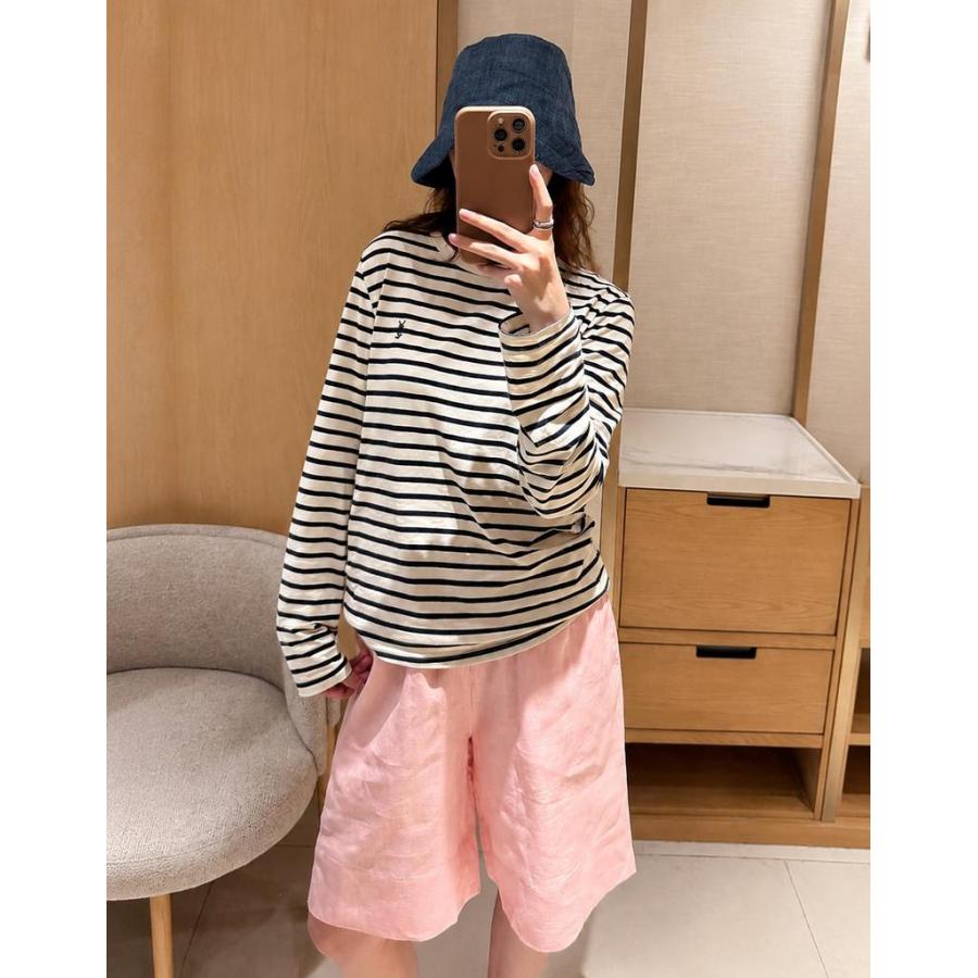 ハーフパンツ レディース リネン 麻 ショートパンツ ワイド 膝丈 五分