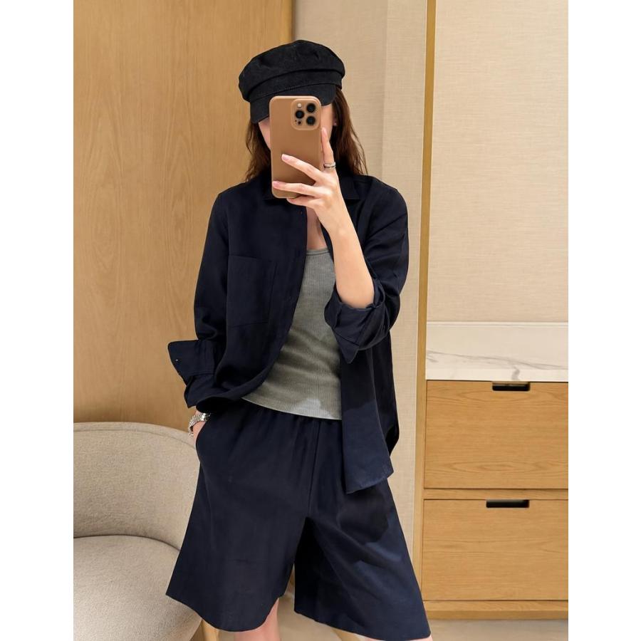 ハーフパンツ レディース リネン 麻 ショートパンツ ワイド 膝丈 五分