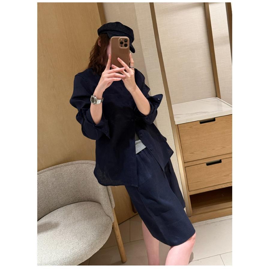 ハーフパンツ レディース リネン 麻 ショートパンツ ワイド 膝丈 五分