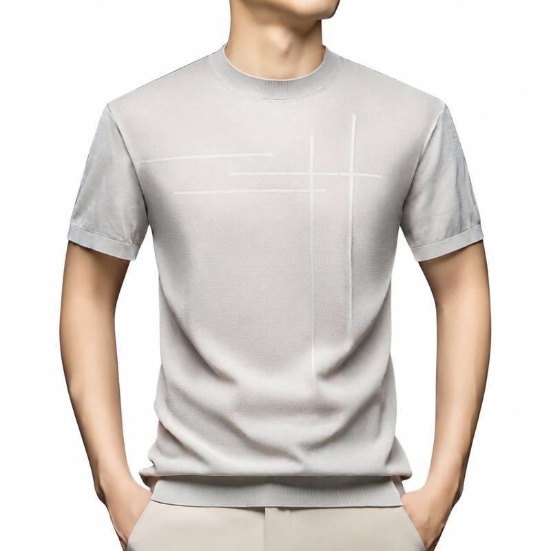 サマーニット メンズ 半袖 ニットTシャツ クルーネック 接触冷感