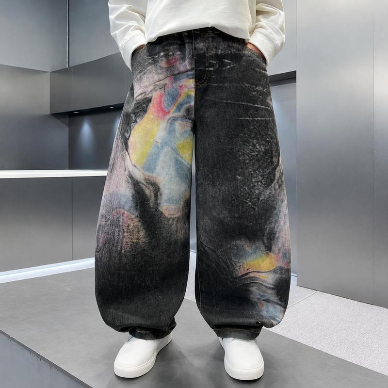 キッズ デニムパンツ ゆったり ワイドズ 男の子 ボーイズ ロングパンツ カジュアル ジーパン ジュニア ウエストゴム 長ズボン 通学 |  | 06