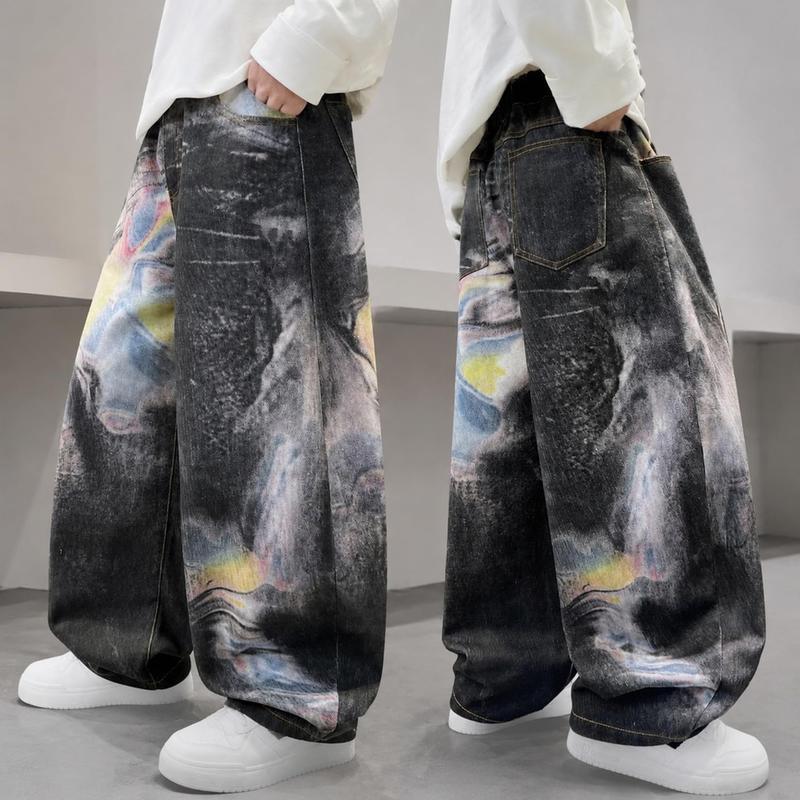 キッズ デニムパンツ ゆったり ワイドズ 男の子 ボーイズ ロングパンツ カジュアル ジーパン ジュニア ウエストゴム 長ズボン 通学 |  | 07