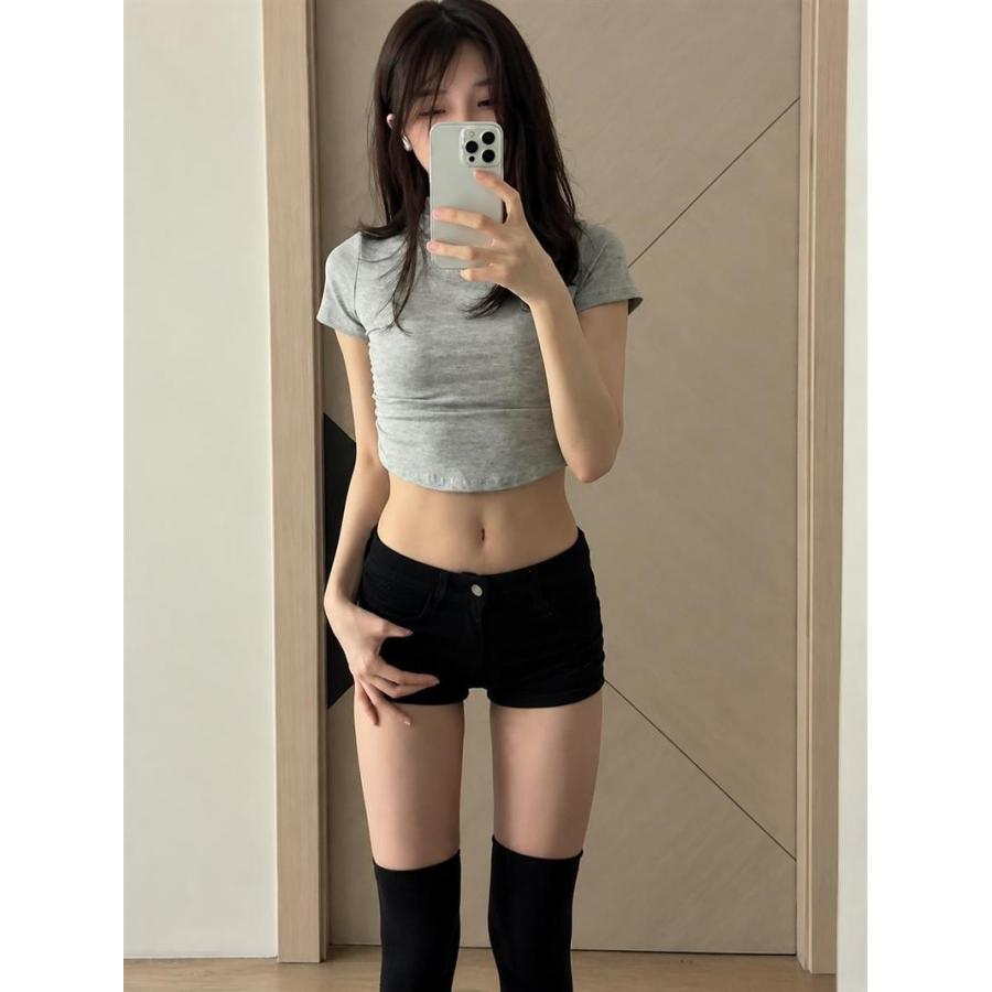 デニムショートパンツ レディース ローライズ ホットパンツ 美脚 脚長