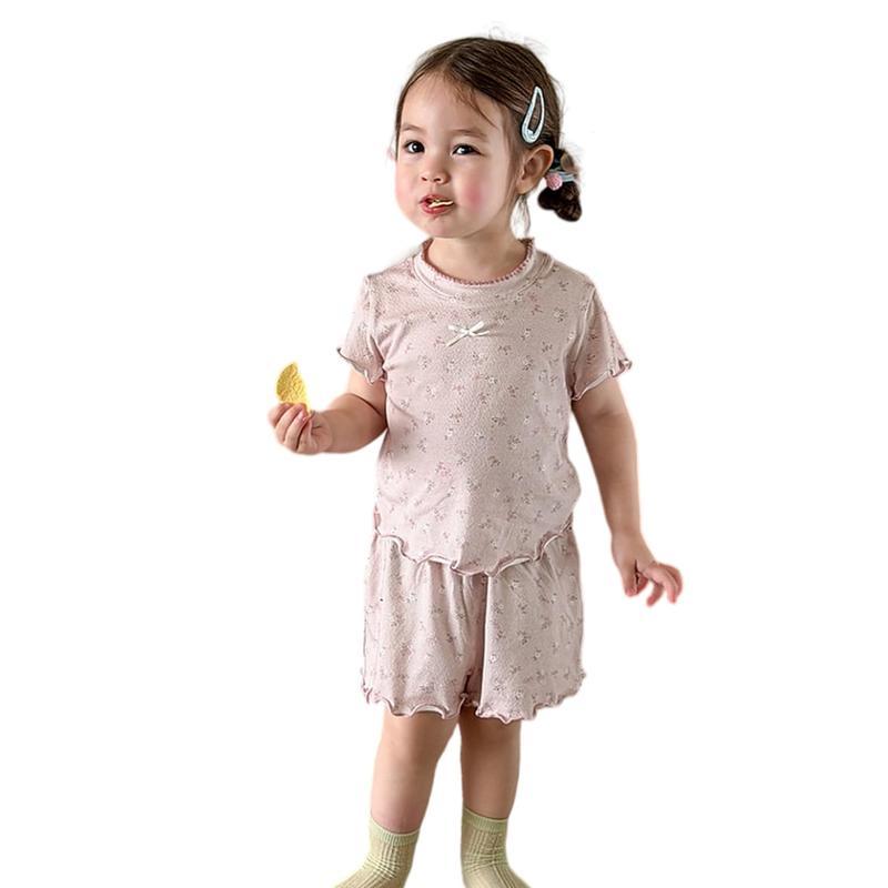 パジャマ キッズ 半袖 女の子 ルームウェア 上下セット 子供服 フリル 部屋着 寝巻き メロウフリル ガールズ ウエストゴム トップス