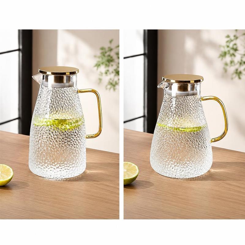 ガラス製ピッチャーとカップセット　流木　メゾンドリュストル 耐熱ガラス ピッチャー コップ セット 冷水筒 麦茶ポット 蓋付き 大