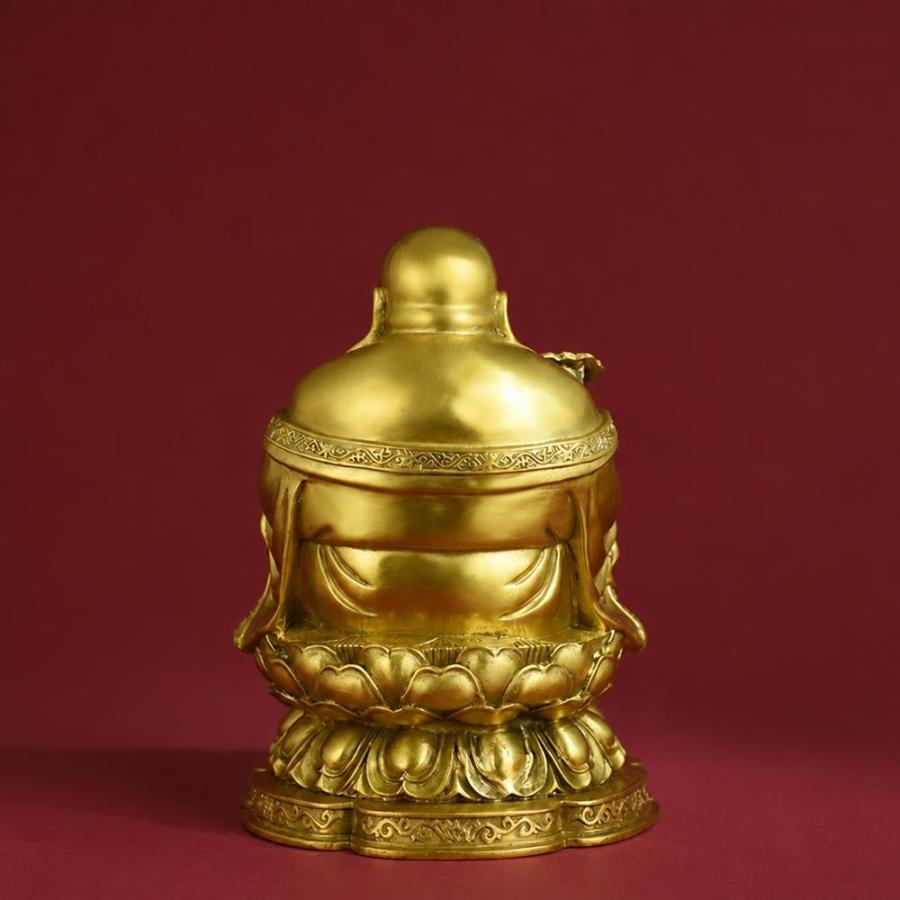 布袋様 置物 弥勒菩薩 仏像 銅製 蓮華座 如意 数珠 笑顔 財運向上 商売