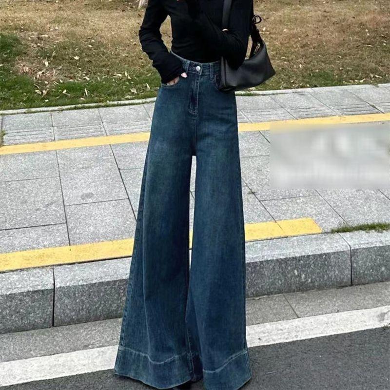 ワイドパンツ レディース デニム ジーンズ ハイウエスト 極太 ガウチョ バギー パンツ レトロ 着痩せ 体型カバー 美脚 カジュアル 春 |  | 03