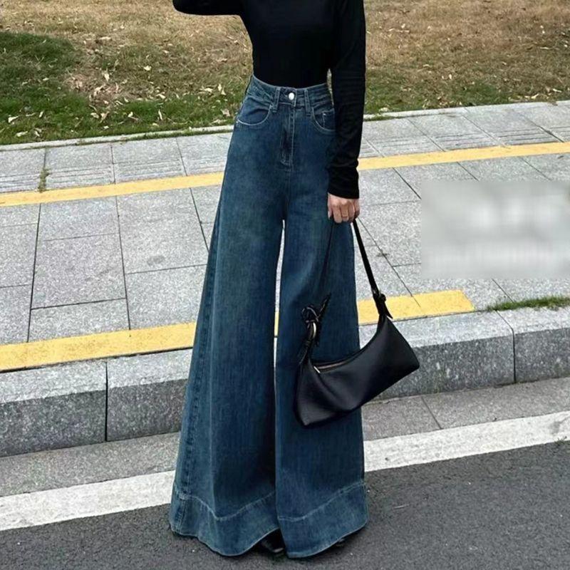 ワイドパンツ レディース デニム ジーンズ ハイウエスト 極太 ガウチョ バギー パンツ レトロ 着痩せ 体型カバー 美脚 カジュアル 春 |  | 04