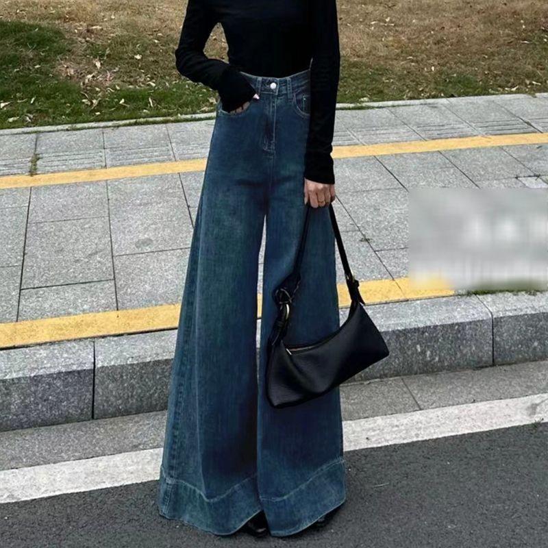 ワイドパンツ レディース デニム ジーンズ ハイウエスト 極太 ガウチョ バギー パンツ レトロ 着痩せ 体型カバー 美脚 カジュアル 春 |  | 05