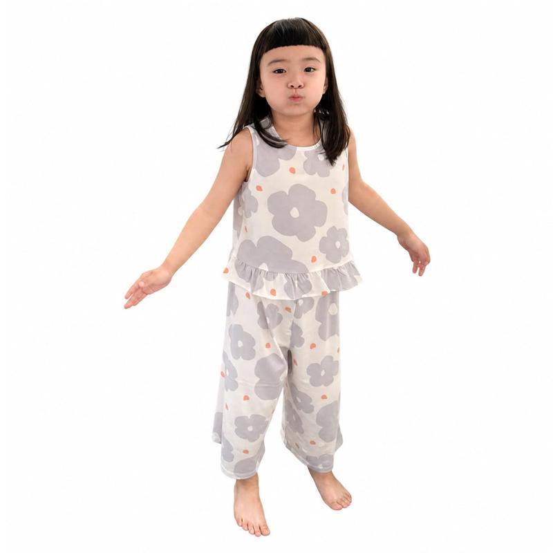 パジャマ キッズ 女の子 ルームウェア 夏 半袖いらず ノースリーブ トップス ロングパンツ 上下セット セットアップ 部屋着 子供服