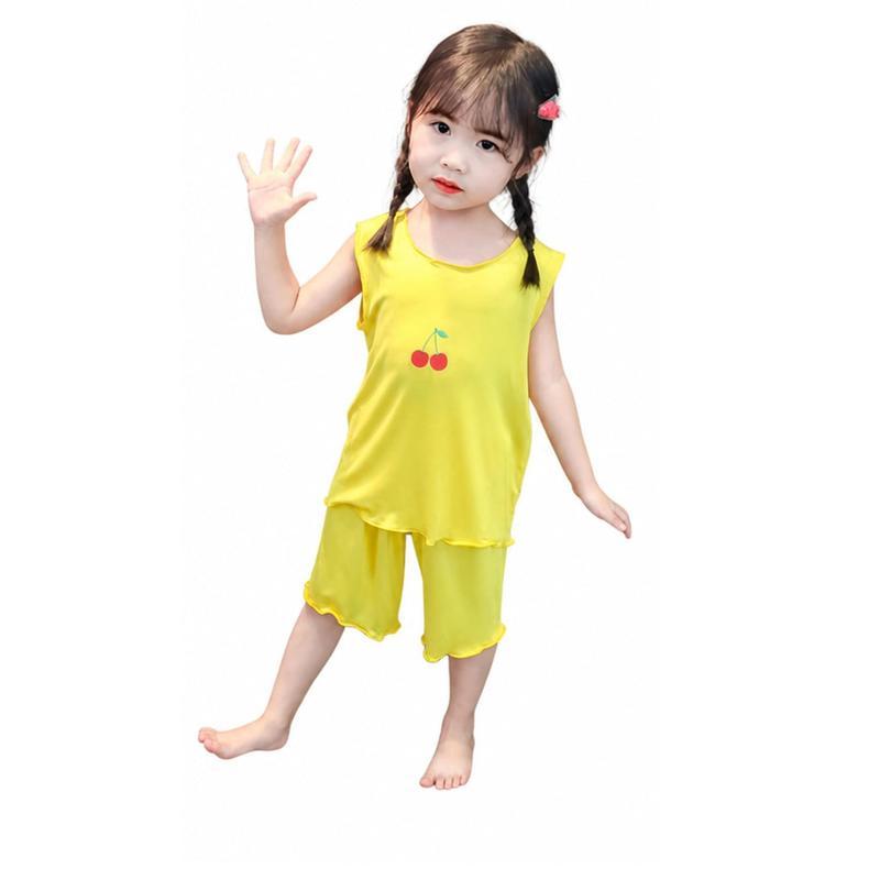 キッズ パジャマ 女の子 夏 ルームウェア ゆったり 部屋着 子供服 ノースリーブ トップス ハーフパンツ セットアップ 上下セット 薄手