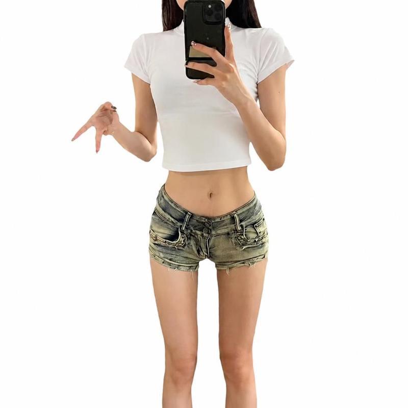 デニムショートパンツ レディース ローライズ ホットパンツ マイクロ
