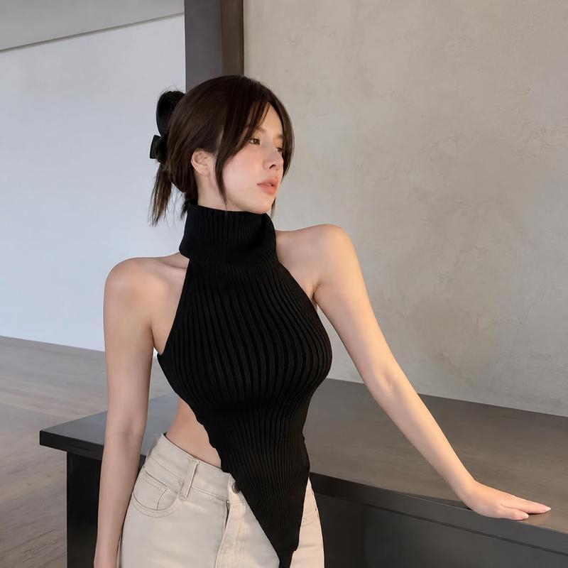ニットベスト レディース セクシー ホルターネック バックオープン