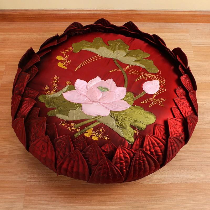 瞑想クッション 坐禅 座布団 仏全 蓮の花 立体デザイン 厚手 丸型