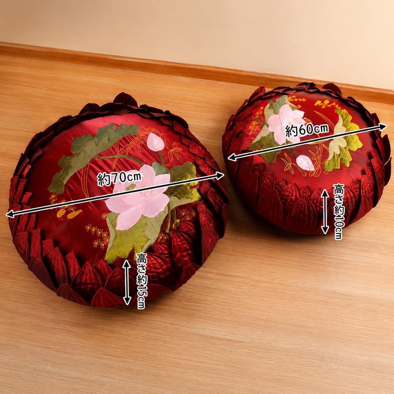 瞑想クッション 坐禅 座布団 仏全 蓮の花 立体デザイン 厚手 丸型
