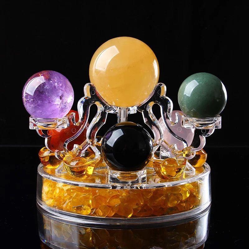 七星陣 台座 丸玉 ディスプレイスタンド アクリル製 水晶玉 天然石