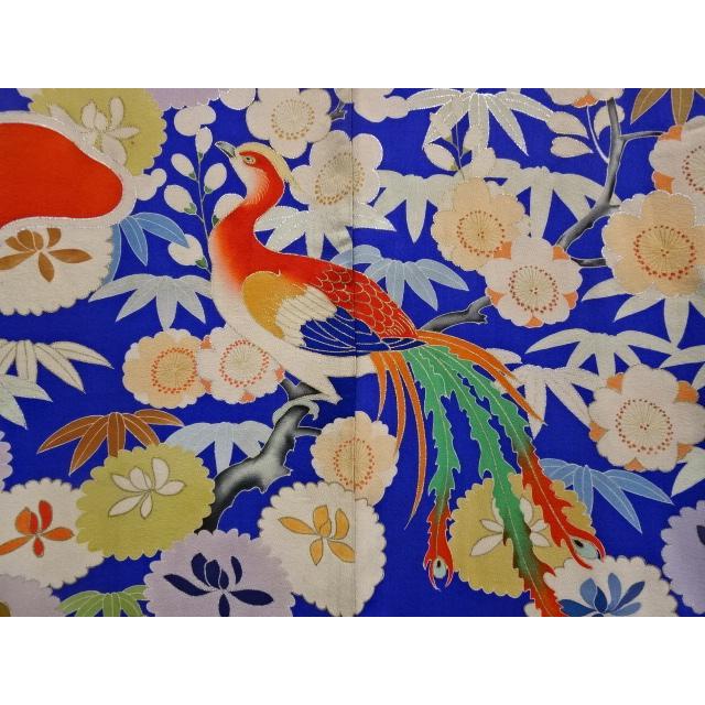 アンティーク 振袖 鳳凰 雀 桜 菊 刺繍 : アンティーク着物 藤乃