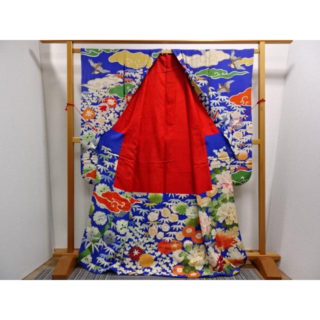 アンティーク 振袖 鳳凰 雀 桜 菊 刺繍 : アンティーク着物 藤乃