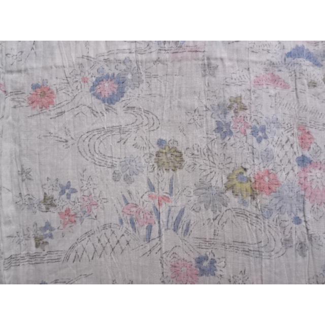 人気ブランド人気ブランドアンティーク 本麻 小千谷縮 里山 花 着物