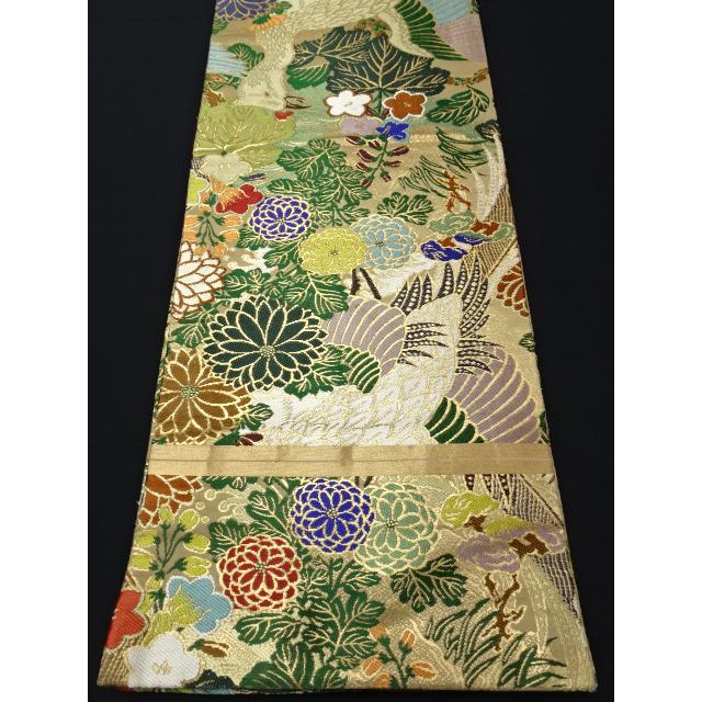 アンティーク丸帯　引き抜き柄　オウム　菊　桐 | 