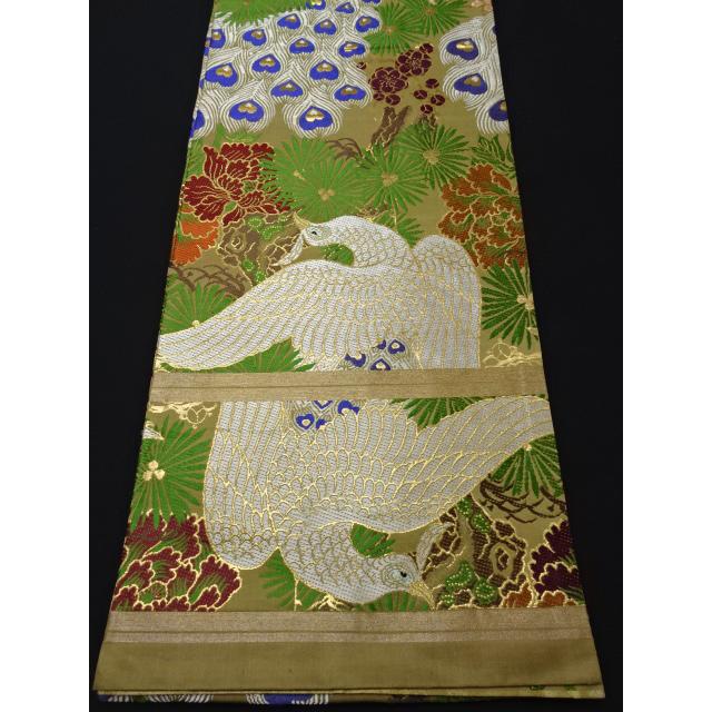 アンティーク丸帯　引き抜き柄　孔雀　唐織　牡丹　松 | 