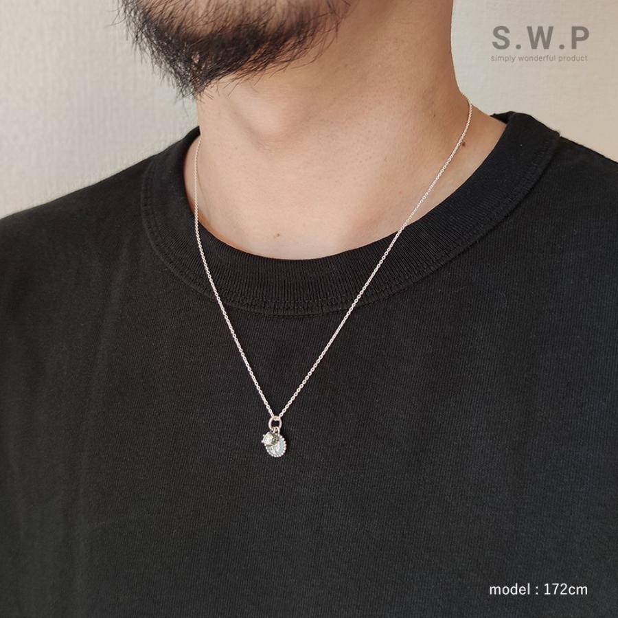 ネックレス メンズ シルバー メダル コイン ジルコン ペンダント 