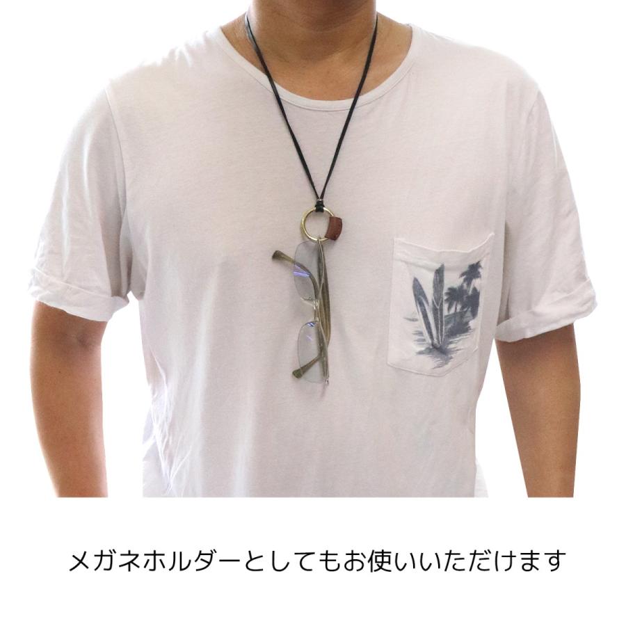 ネックレス メンズ シンプル リング＆レザー リングネックレス