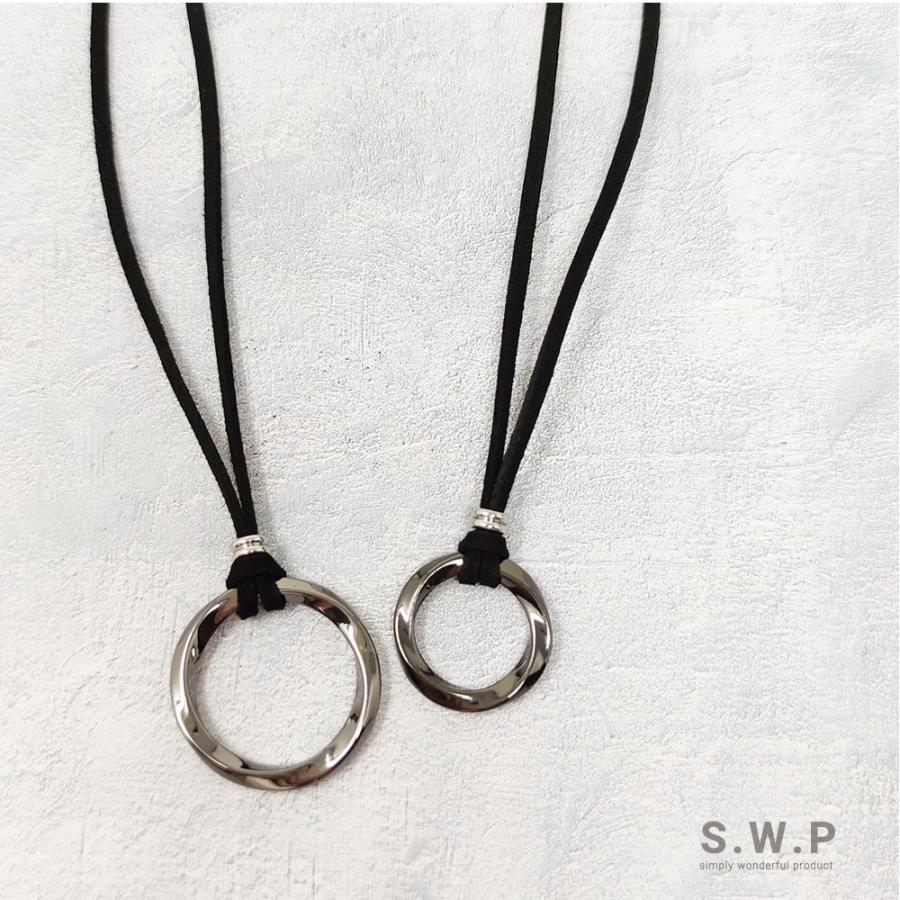 ツイスト リングネックレス ロング メンズ レディース シルバー