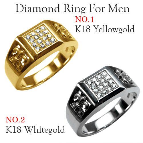 メンズリング 人気 ダイヤモンド 18金 指輪 百合の紋章 印台 カレッジリング 18k ゴールド メンズ リング 男性用 M243j 02 4 ジュエリーアンジュ 通販 Yahoo ショッピング